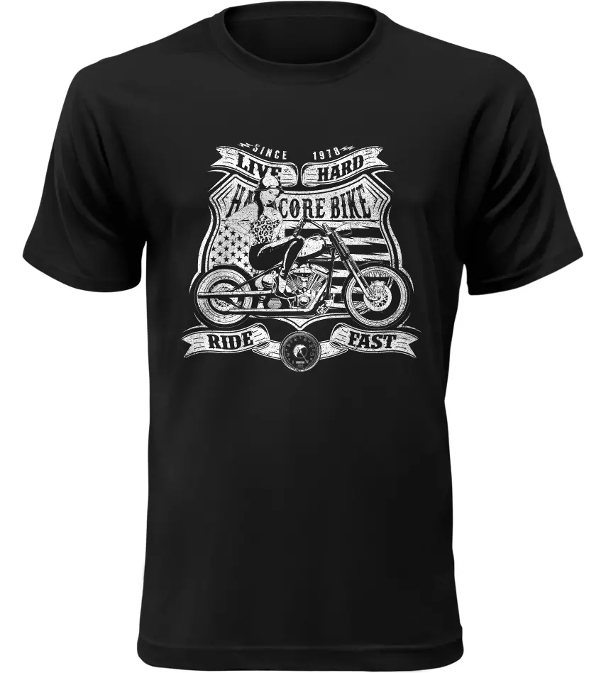 Pánské motorkářské tričko Hardcore Bike černé