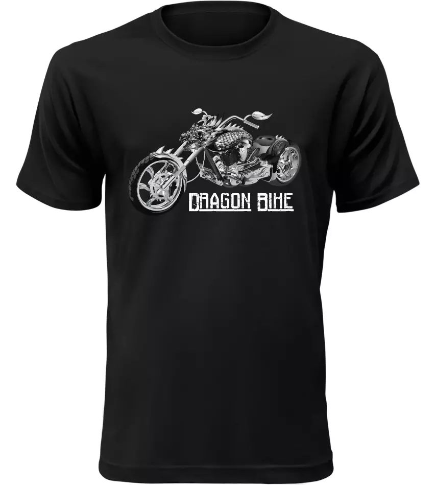Pánské motorkářské tričko s motorkou Dragon Bike černé
