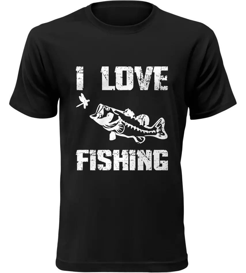 Pánské Rybářské tričko I Love Fishing černé