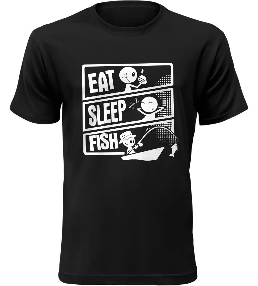 Pánské rybářské tričko Rybářuv den černé