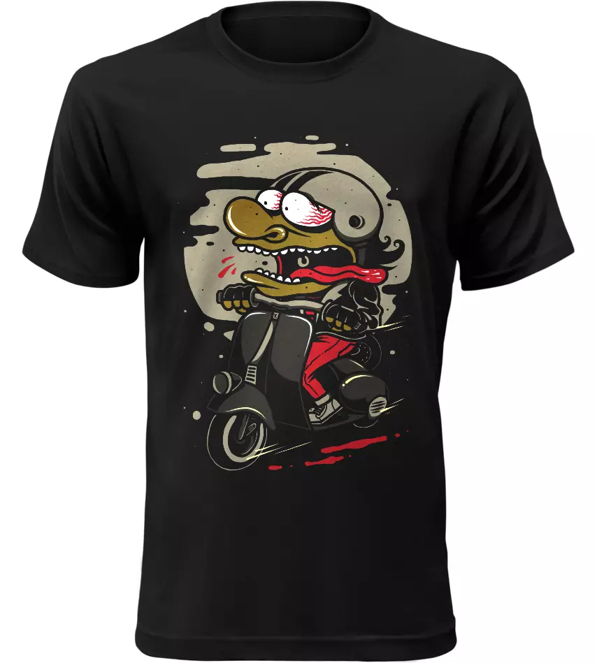 Pánské motorkářské tričko Šílenec na motorce černé