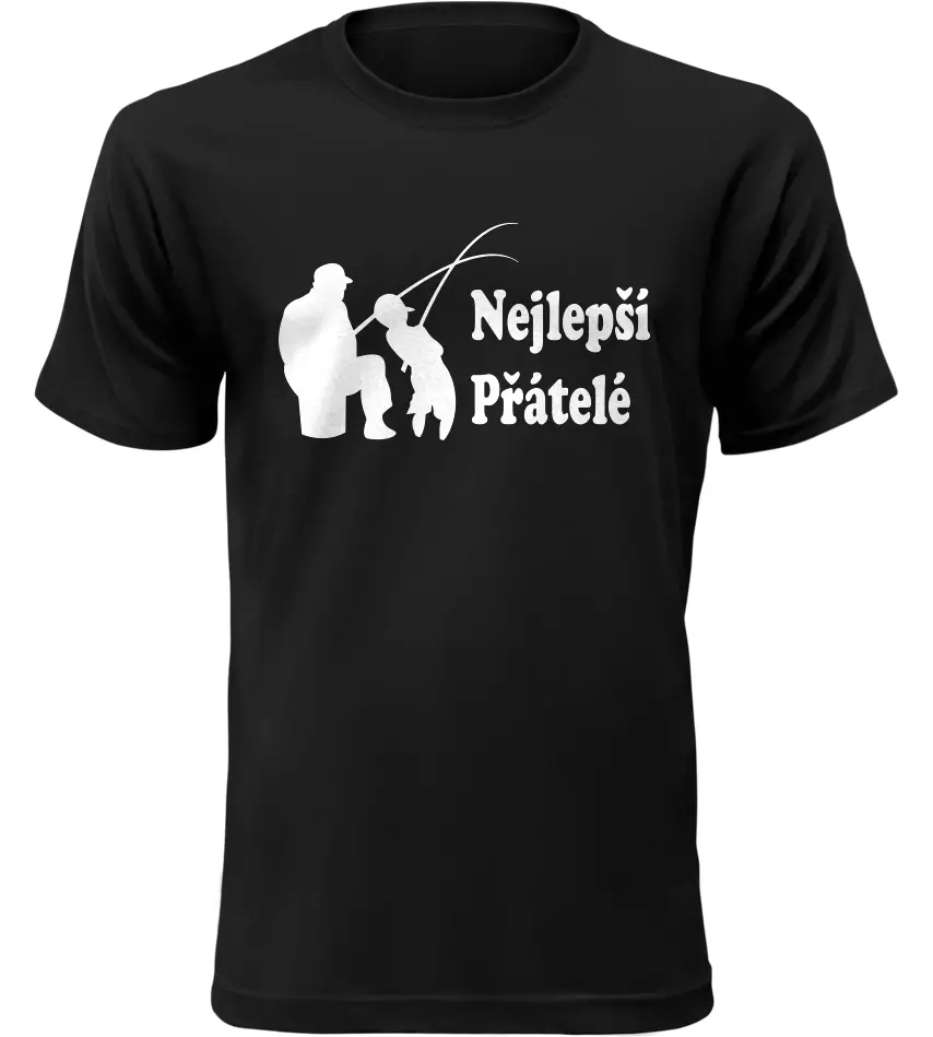 Pánské rybářské tričko Nejlepší přátelé černé