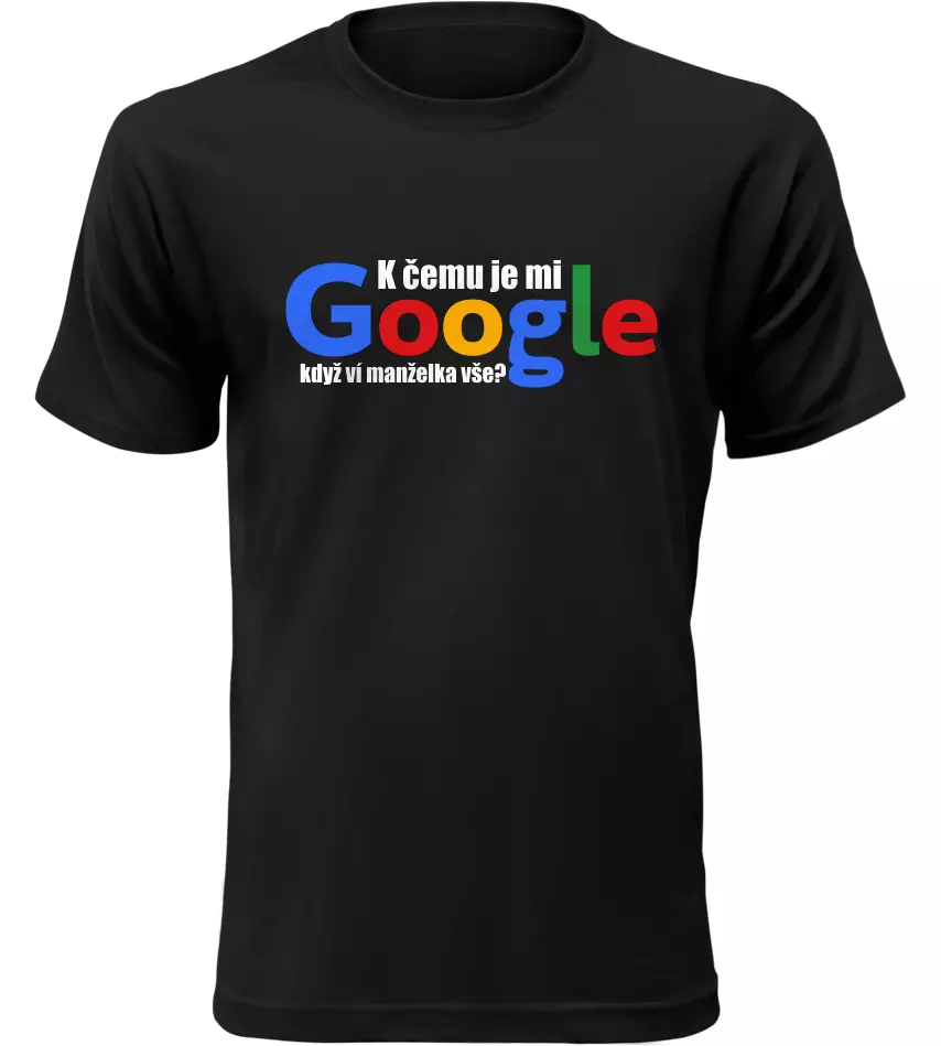 Pánské vtipné tričko Manželka a Google černé
