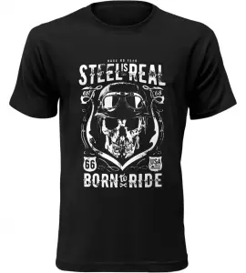 Pánské motorkářské tričko Steel is Real černé