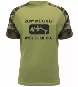 Pánské rybářské tričko Ženy mě chtějí military