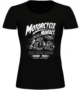 Dámské motorkářské tričko Motorcycle Maniacs černé