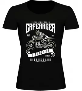 Dámské motorkářské tričko Cafe Racer černé