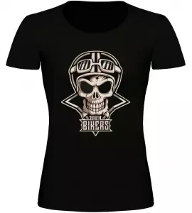 Dámské motorkářské tričko Skull Bikers černé