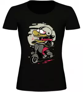 Dámské motorkářské tričko Šílenec na motorce černé