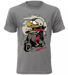 Pánské motorkářské tričko Šílenec na motorce šedé