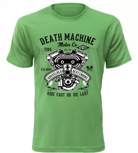 Pánské motorkářské tričko Death Machine zelené