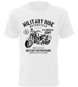 Pánské motorkářské tričko Military Ride bílé