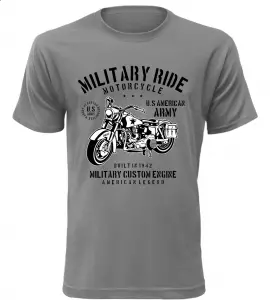 Pánské motorkářské tričko Military Ride šedé