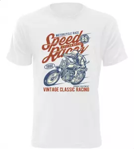 Pánské motorkářské tričko Vintage Classic Racing bílé