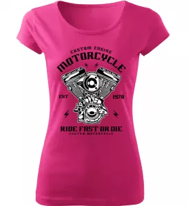 Dámské motorkářské tričko Custom Engine růžové