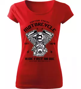 Dámské motorkářské tričko Custom Engine červené