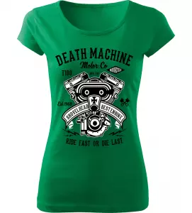 Dámské motorkářské tričko Death Machine zelené