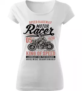Dámské motorkářské tričko King of Speed bílé