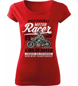 Dámské motorkářské tričko King of Speed červené