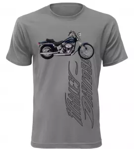Pánské tričko s motorkou Harley Davidson šedé