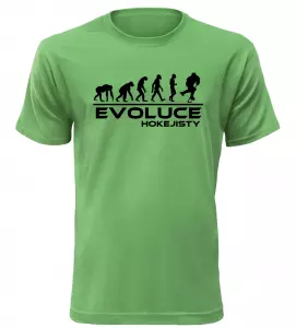 Pánské tričko evoluce hokejisty zelené