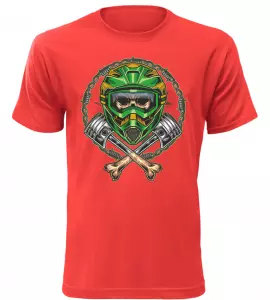 Pánské tričko Motocross Skull červené