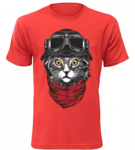 Pánské tričko Moto kočka červené