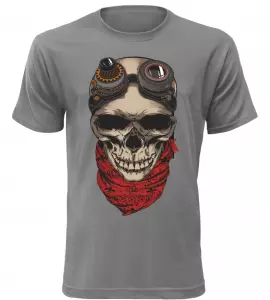 Pánské motorkářské tričko Skullpunk šedé