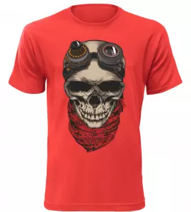 Pánské motorkářské tričko Skullpunk červené
