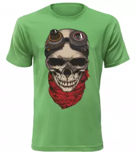 Pánské motorkářské tričko Skullpunk zelené