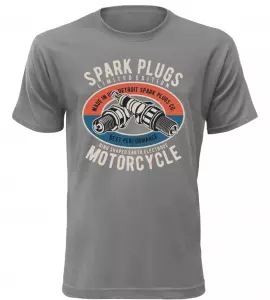 Pánské moto tričko Spark Plugs Motorcycle šedé