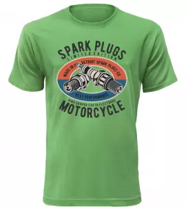 Pánské moto tričko Spark Plugs Motorcycle zelené