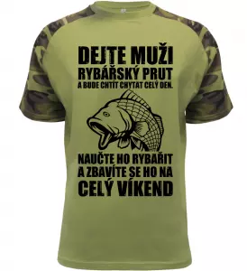 Pánské vtipné tričko jak se zbavit rybáře military