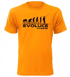 Pánské tričko evoluce rybáře oranžové