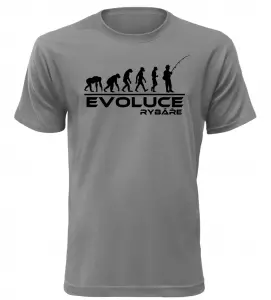 Pánské tričko evoluce rybáře šedé