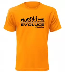 Pánské tričko evoluce pilota oranžové