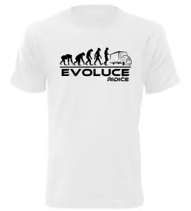 Pánské tričko evoluce řidiče bílé