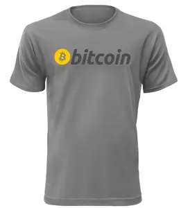 Pánské tričko s nápisem Bitcoin šedé