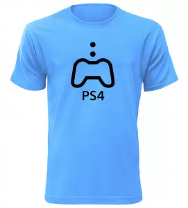 Herní tričko PS4 v azurové barvě