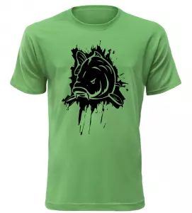 Pánské tričko pro rybáře s kaprem zelené