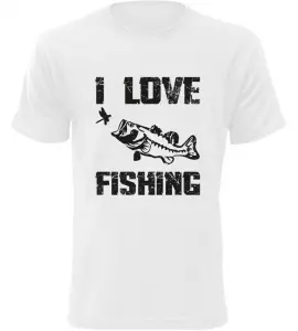 Pánské Rybářské tričko I Love Fishing bílé