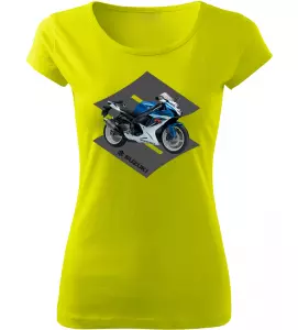 Dámské tričko s motorkou Suzuki limetkové