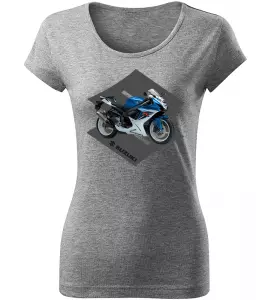 Dámské tričko s motorkou Suzuki melírové