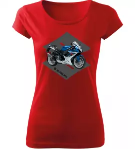 Dámské tričko s motorkou Suzuki červené