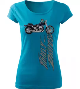 Dámské tričko s motorkou Harley Davidson tyrkysové