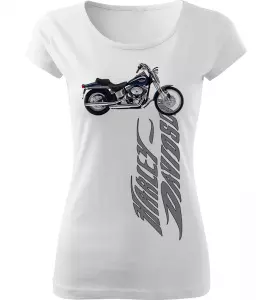 Dámské tričko s motorkou Harley Davidson bílé