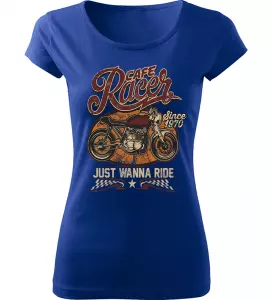Dámské moto tričko Cafe Racer 1970 modré