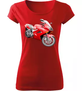 Dámské tričko s červenou motorkou červené