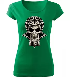 Dámské moto tričko Skull Bikers zelené
