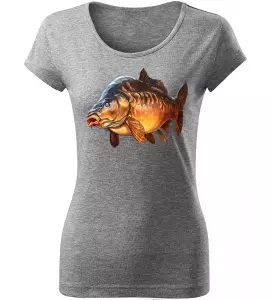 Dámské rybářské tričko s barevným kaprem melírové